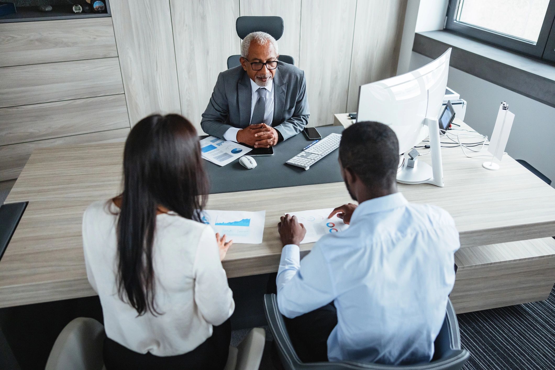 Business professionals meeting in a modern office